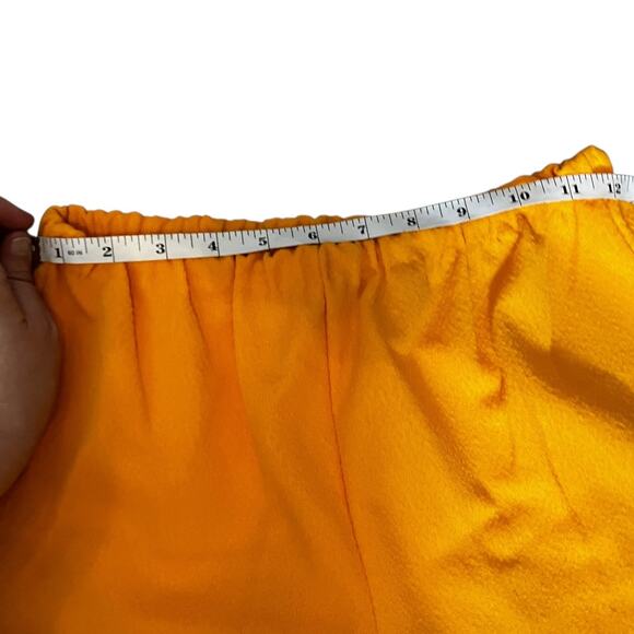 Retro Goldenrod Textured Polyester Pants Elastic Waist Straight Leg Fit - Picture 3 of 5